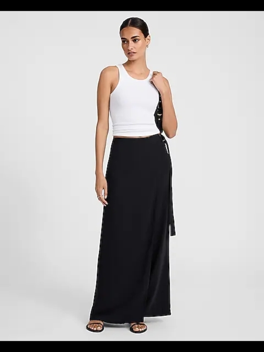 Express Black Maxi Wrap Skirt with Side Tie